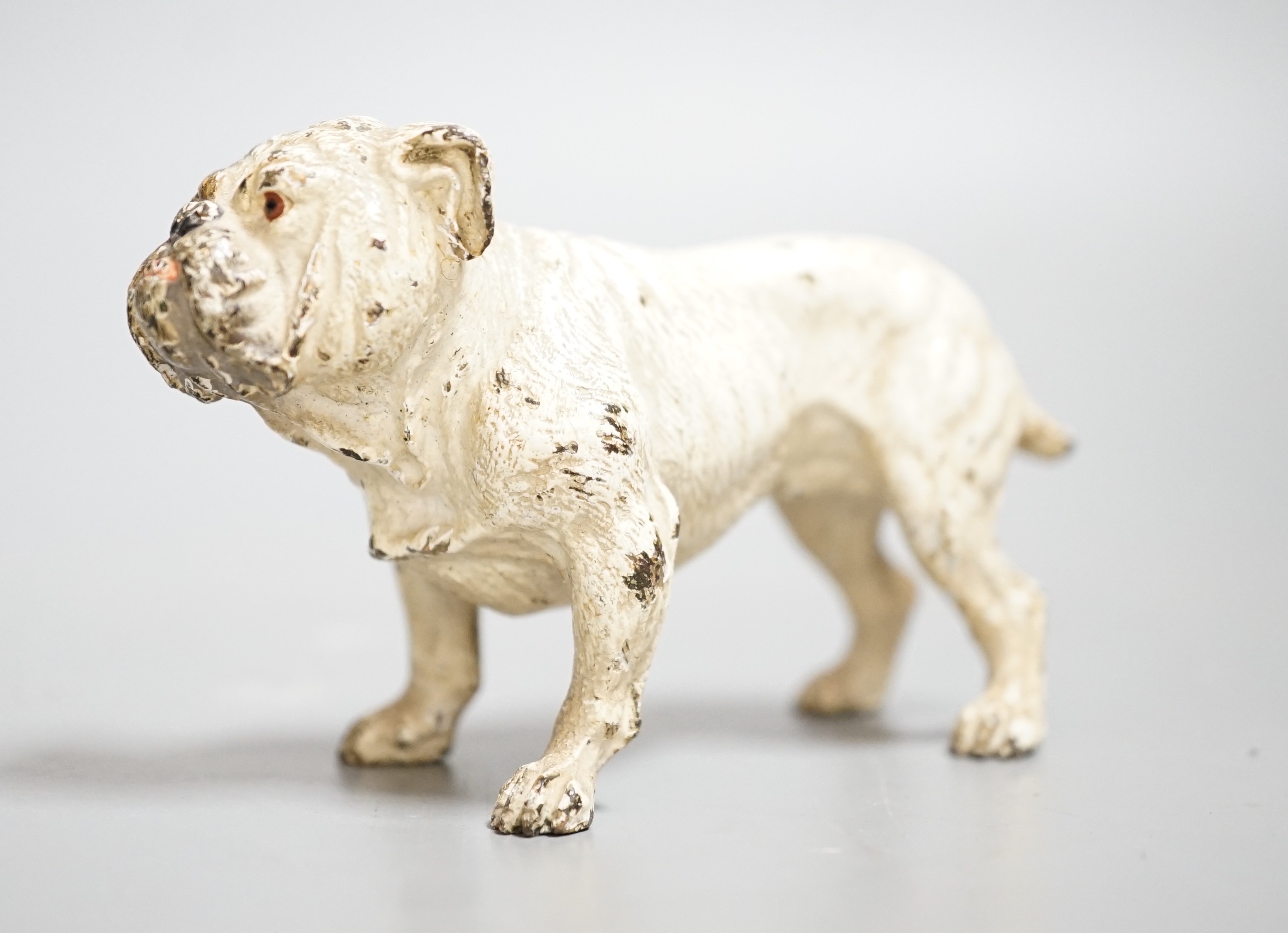 Two Austrian cold painted models of bulldogs, stamped Geschutzt. 10cm long